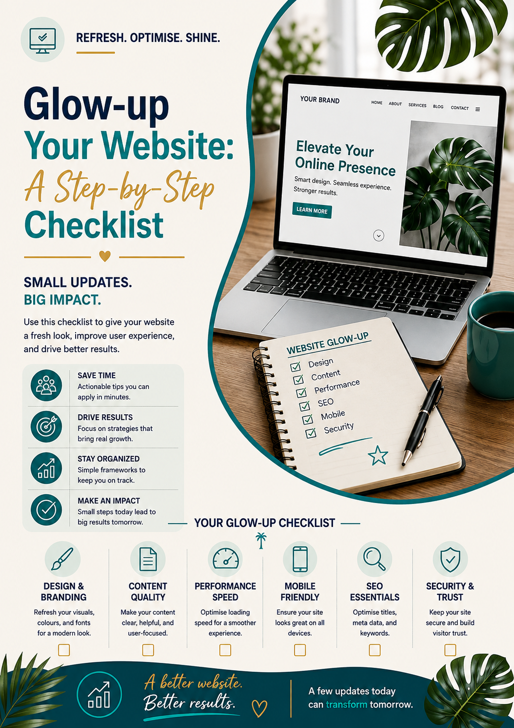 Website Glow-Up Checklist Template | Website Audit, SEO & Performance Improvement Checklist