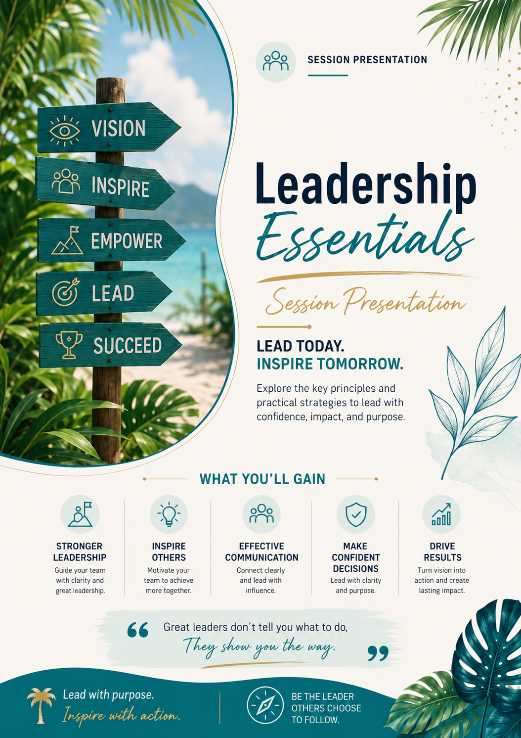 Leadership Essentials Presentation Template | Editable Leadership Training Workshop Slides for Managers & Team Leaders