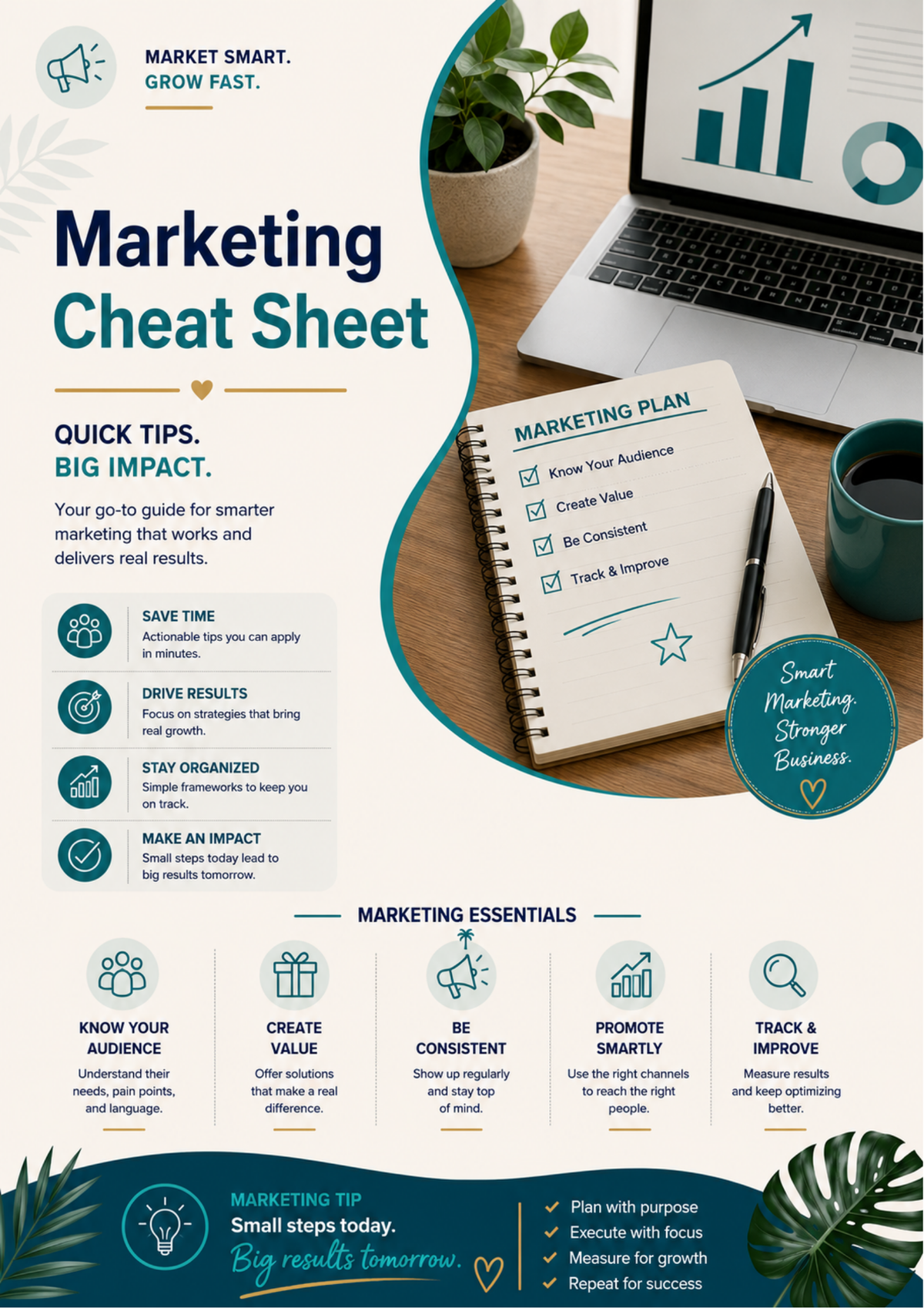 Marketing Cheat Sheet Template | Small Business Marketing Guide & Strategy Planner