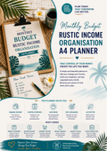 Monthly Budget Rustic Income Organisation A4 Planner