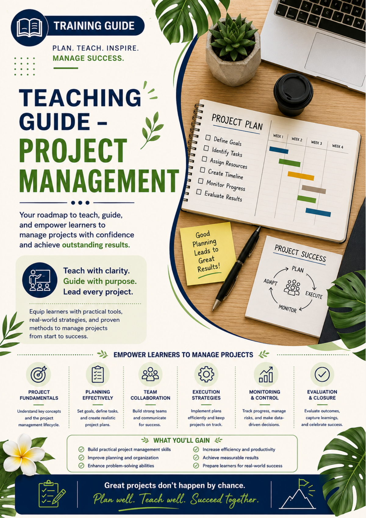 Project Management Teaching Guide Template | Editable Project Planning & Leadership Training Guide