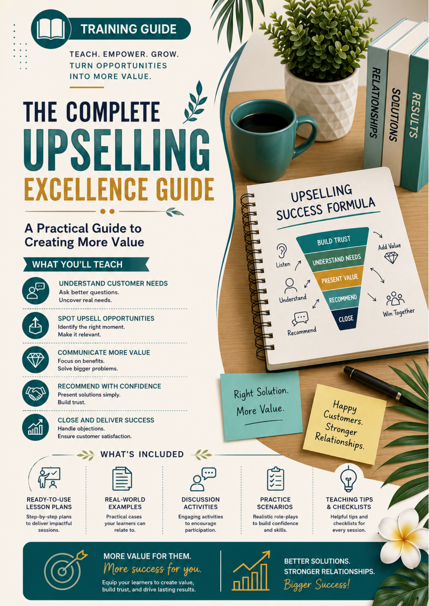 Upselling Teaching Guide Template | Editable Sales Training Workbook for Customer Service & Retail Teams
