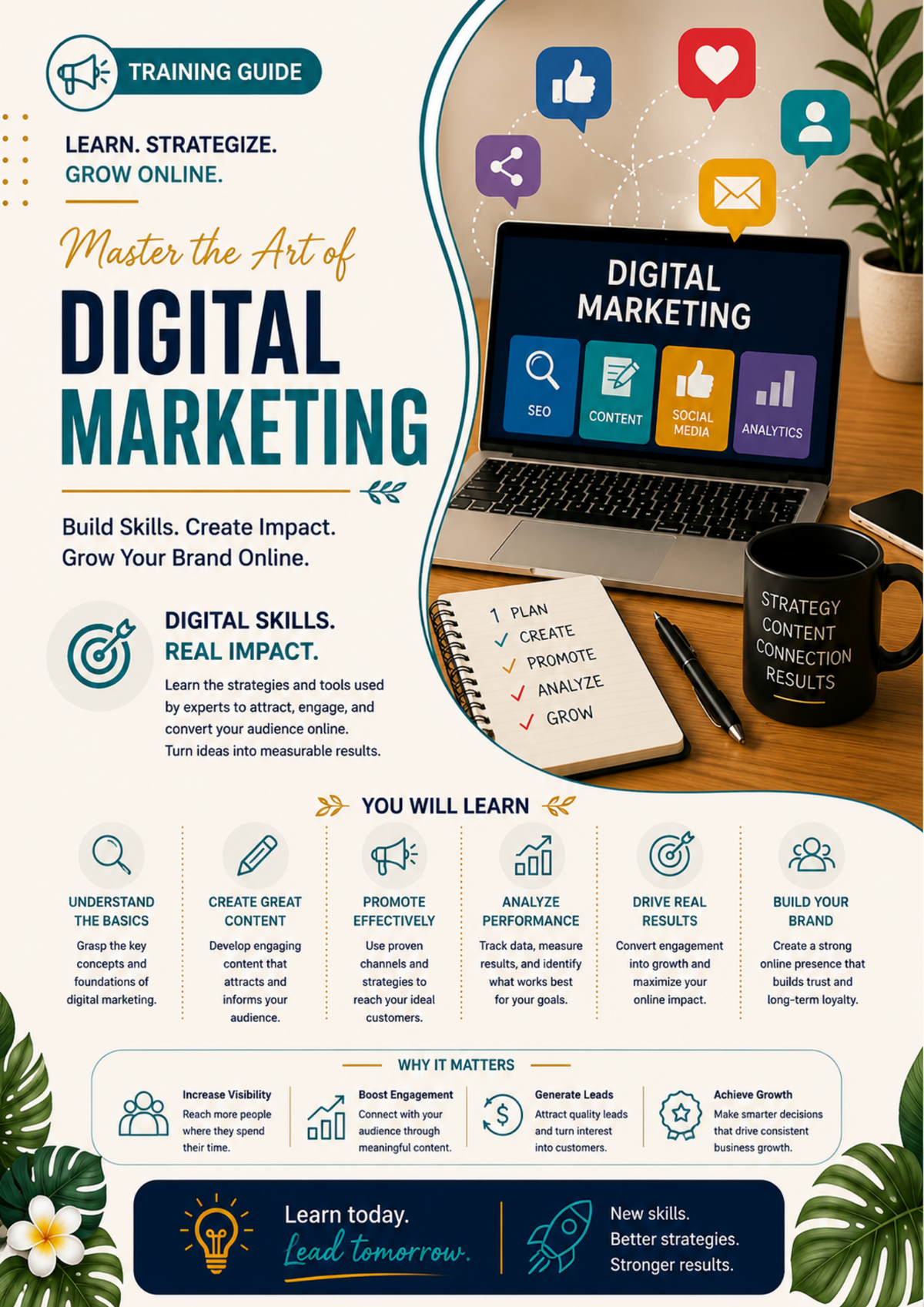 Digital Marketing Learner’s Guide Template | Social Media, SEO & Online Marketing Training Workbook