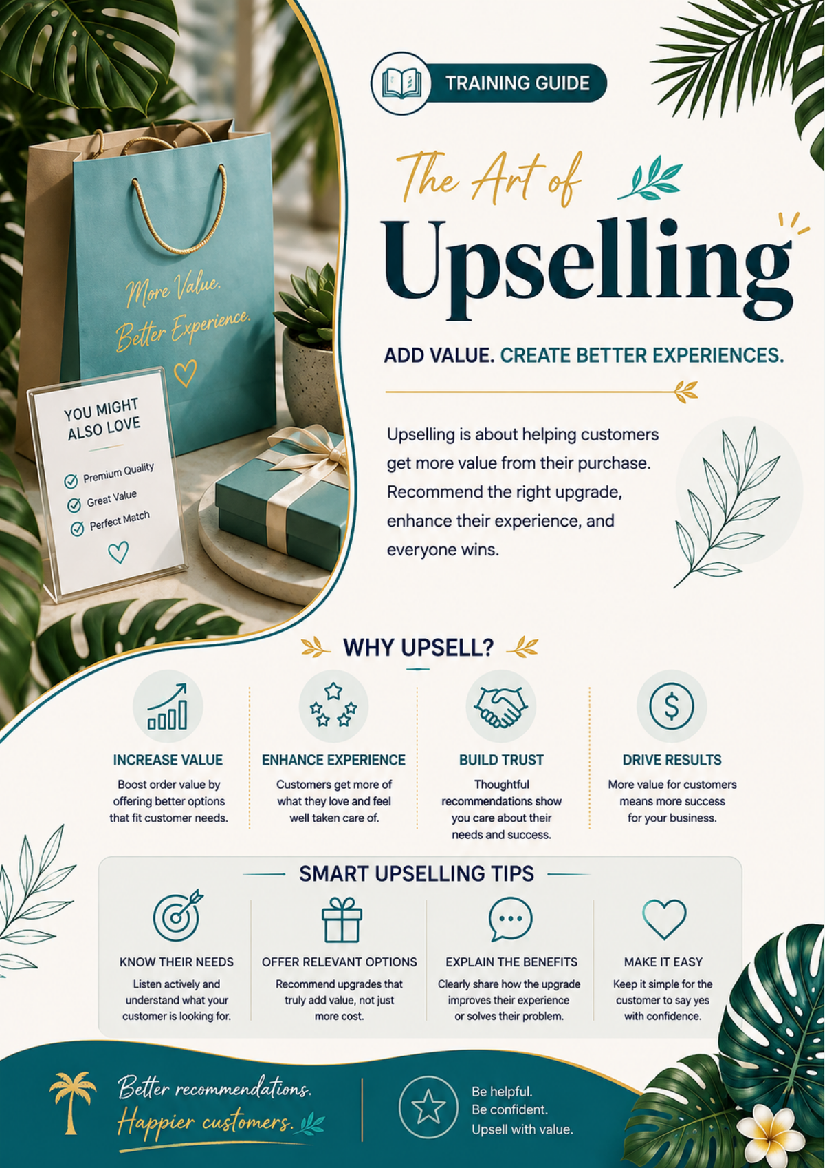 Upselling Learners Guide Workbook | Customer Service, Sales Skills & Value-Based Upselling Training Resource